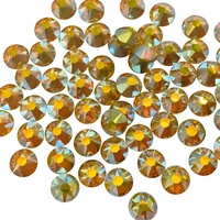Strass thermocollants en verre cristal à 16 facettes, dos plat, pour vêtements, sacs, chaussures, décoration d'ongles, vente en gros