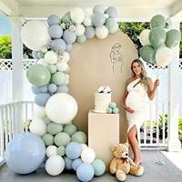 Kit de guirlande d'arche de ballons en latex bleu poussière et vert sauge, 152 pièces/ensemble, pour fêtes de Pâques, avec avertissement de risque d'étouffement