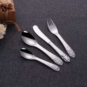 ชุดช้อนส้อม4ชิ้นสำหรับเด็กทำจากกระจกขัดเงารูปการ์ตูนน่ารักบนด้ามจับ304 - Product Image 3