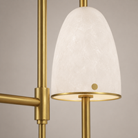 Lustre linéaire personnalisé en laiton et albâtre blanc, lustre moderne long pour éclairage intérieur de salle à manger, îlot de cuisine, salon