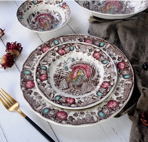 Service de vaisselle en porcelaine émaillée peinte à la main JBS Design britannique, assiettes, bols à salade, bols à céréales, tasses, pour mariage, fête, 8 pouces, usage domestique - Product Image 4