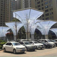 Structure de Tension Moderne en Membrane Transparente ETFE PTFE pour Bâtiments, Entrepôts, Hôtels, Écoles, Parcs, Villas et Abri Extérieur Contre la Pluie