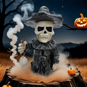 Figura de Brujo con Calavera de Halloween, Decoración de Resina para Interiores, Decoración para Fiestas, Festival de Fantasmas, Tema de Terror, Regalo Artesanal - Product Image 3