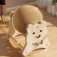 Griffoir vertical interactif pour chat en sisal, avec rouleau de griffage, design Grande Roue, Ours et Éléphant, pour le développement de l'intelligence des chats