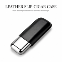 Humidor à cigares en acier inoxydable, étui de voyage en cuir anti-écrasement, boîte de rangement portable pour cigares, pochette cadeau pour hommes