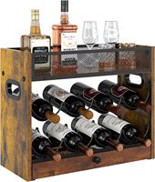 Estante para Botellas de Vino de Acero y Madera de Diseño Rústico y Simple, Embalaje de Regalo para el Hogar
