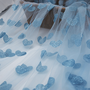 ผ้าตาข่ายไนลอนพิมพ์ลายหัวใจวิบวับ ผ้าโปร่งแสง สำหรับกระโปรงผู้หญิง ชุดเด็ก งานปาร์ตี้ ตกแต่ง ขายส่ง - Product Image 2