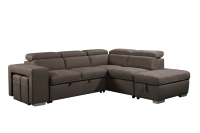 Canapé-lit convertible en L de style européen, deux places, en microfibre avec coussin en éponge et rangement intégré pour appartement et salon