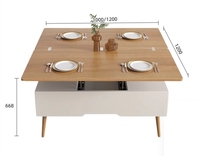 Table basse multifonctionnelle en bois avec compartiment de rangement dissimulé et plateau relevable