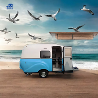 Caravane de voyage tout-terrain miniature personnalisée Maiche, équipement de cuisine complet, acier inoxydable, style moderne, couleur bleue