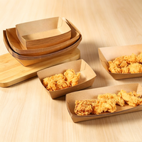 Boîte en papier kraft alimentaire non pliable, type barquette, à ouverture supérieure, pour snacks, barbecue, dîner, frites, nuggets de poulet grillés