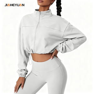 Felpa con cappuccio personalizzata per il Fitness <span class=keywords><strong>Oversize</strong></span> con cerniera con cappuccio da <span class=keywords><strong>donna</strong></span> sportiva in pile per allenamento sportivo giacca da <span class=keywords><strong>donna</strong></span> - Product Image 2