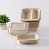 Boîte à lunch en canne à sucre biodégradable, robuste et étanche, pour les emballages à emporter de hamburgers, de sandwichs et de nouilles