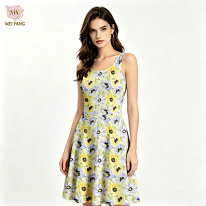 Vestido sin mangas con estampado floral personalizado Meiyang, vestido de verano, vestido acampanado de línea A, vestido tipo pinafore, ropa de mujer - Product Image 1