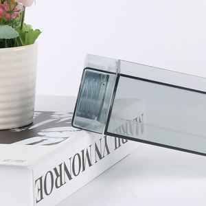 Bouteille d'eau en plastique transparente écologique portable de 480 ml avec couvercle en bois, bouteille d'eau carrée transparente de 16 oz, vente chaude - Product Image 4