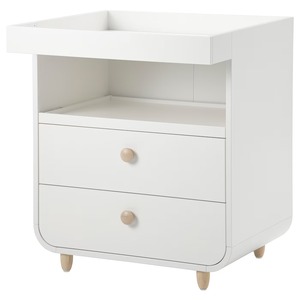 Mobilier de chambre d'enfant blanc <span class=keywords><strong>Table</strong></span> à <span class=keywords><strong>langer</strong></span> convertible <span class=keywords><strong>pour</strong></span> bébé avec 2 tiroirs et étagère murale Armoire de rangement à fermeture douce - Product Image 5