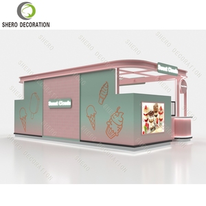 Hot Custom Indoor Sweets Kiosk Design Yogurt Sweet Shop Counter Furniture Pink Ice Cream Display Counter - Product Image 4