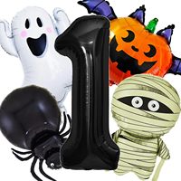 Set de Globos de Aluminio para Halloween: Esqueleto, Rayas Blancas y Negras, Pesadilla, BOO, Calabaza, Fantasma, Primer Cumpleaños, Baby Shower, Decoración para Fiestas Temáticas