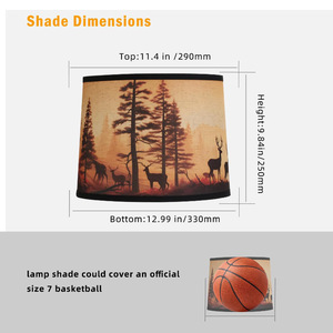 Pantalla de Lámpara de Bambú Cilíndrica Rústica con Estampado de Ciervos y Bosque, Accesorio para Lámpara E27 - Product Image 2