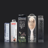 Boîte d'emballage en plastique recyclé écologique transparente pour brosse à cheveux et peigne, outils cosmétiques et de maquillage avec logo personnalisé en relief