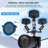 Support de caméra à triple aspiration Mechrig, kit de fixation robuste, bras magique, rotation à 360 degrés, flexible pour une utilisation intensive, voiture/bateau/cadre