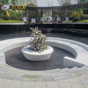 Nuevo Banco Curvo de Hormigón para Exteriores Magic Stone, Personalizable para Jardín, en Blanco, Gris y Amarillo - Product Image 1