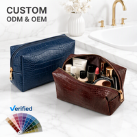 Trousse de Toilette Homme Luxe en PU Façon Croco avec Fermeture Éclair, Grande Capacité, Imperméable, Structurée et Portable, Personnalisable avec Logo – Vente en Gros