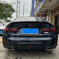 Pièces de pare-chocs arrière de voiture Haosheng, style 1, diffuseur de pare-chocs arrière noir brillant avec lampe, lèvre arrière pour BMW Série 3 G20 M Sport 2023+
