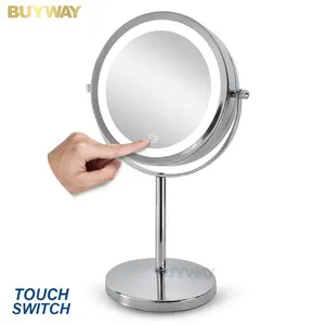 Espelho de maquiagem com logotipo personalizado, espelho de maquiagem com ampliação 1x/5x touch screen