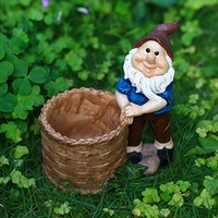 Ensemble de jardinières en résine, gnome de jardin, figurine d'elfe mignon, pot à fleurs, pot pour plantes succulentes, ornement de jardin pour extérieur, cour, pelouse, patio