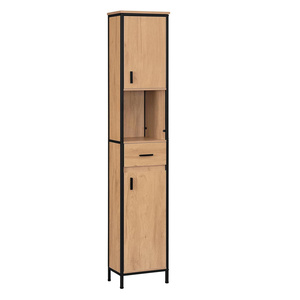 <span class=keywords><strong>Armoire</strong></span> <span class=keywords><strong>de</strong></span> <span class=keywords><strong>salle</strong></span> <span class=keywords><strong>de</strong></span> <span class=keywords><strong>bain</strong></span> haute et étroite avec tiroir, compartiment ouvert, étagères réglables, 30 x 30 x 180 cm, chêne clair noir - Product Image 1