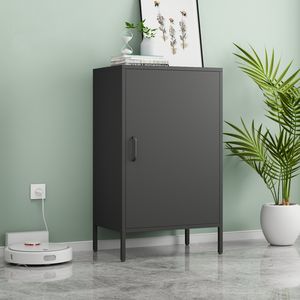 Buffet moderne autoportant en chêne et acier à plusieurs niveaux pour le salon et la cuisine avec pieds sur pied - Product Image 6