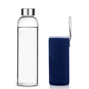 <strong>Oem</strong> Odm Bouteille Cylinder 550ml 750ml 1000ml Reusable Glass Water <strong>Bottle</strong> for <strong>Drinking</strong> With Sleeve - Product Image 2
