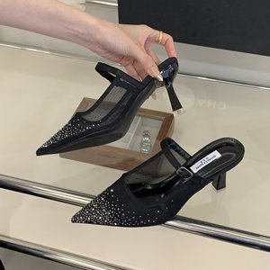 2026 New Arrival Rhinestone Pointed <b>Toe</b> <b>Closed</b>-<b>Toe</b> Slippers for Women - Elegant and Versatile High <b>Heels</b> - Product Image 1