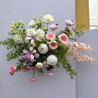 Ensemble de toile de fond de fleurs artificielles rose et violet mélangées, arrangement floral en soie pour mariage, fête, location, décoration de vitrine