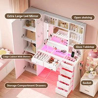 Table de Maquillage Lumineuse à LED avec Miroir Pleine Longueur, Personnalisable et en Gros, pour Chambre à Coucher