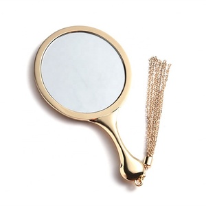 Unbreakable Zinc Alloy <b>Small</b> Handheld Vanity Oval Tiny <b>Wallet</b> Compact Pocket Mirror With Tassels - Product Image 3