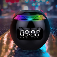 Altavoz inalámbrico BT Mini luces de colores portátiles Altavoz de alta fidelidad con pantalla LED Reloj despertador digital Tarjeta TF Reproducción de música MP3