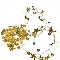 Lumières décoratives d'intérieur de Noël à LED, style lampe pétard, avec perles de cristal, étoiles à cinq branches et paillettes, alimentées par boîte à piles 3V