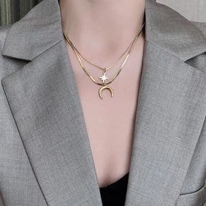 Eight <b>Star</b> Double Layers Necklace Female INS Stainless Steel Pendant Simple <b>Light</b> Luxury Temperament Clavicle Necklace - Product Image 4