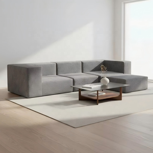Canapé modulaire moderne en forme de <span class=keywords><strong>cube</strong></span>, design en tissu velours doux, combinaison libre, canapé de salon avec ottoman - Product Image 1