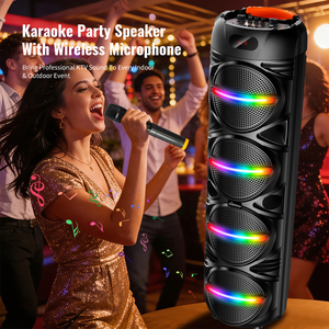Système de haut-parleurs de fête 4x8,5 pouces avec LED RGB, Bluetooth 5.3, liaison TWS, pour extérieur, DJ, avec woofers, USB, TF, AUX, FM, pour la maison et le karaoké familial - Product Image 2