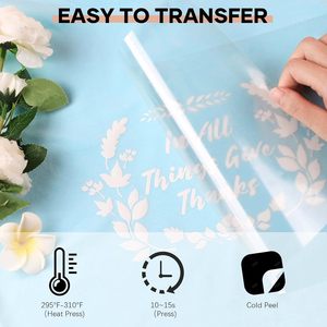 HTVRONT - Rollos de Vinilo Termotransferible Blanco de 12" x 20 pies, Fácil de <span class=keywords><strong>Cortar</strong></span> y Aplicar con Plancha para Camisetas - Product Image 5