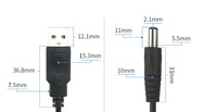 Cable de Alimentación USB a DC 5.5x2.1mm, Cable de Carga USB 2.0 a DC 5V de 1m