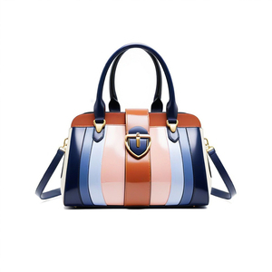 Sac fourre-tout rayé bleu et orange 2025 avec fermoir métallique et sac de transport <span class=keywords><strong>convertible</strong></span> - Product Image 1