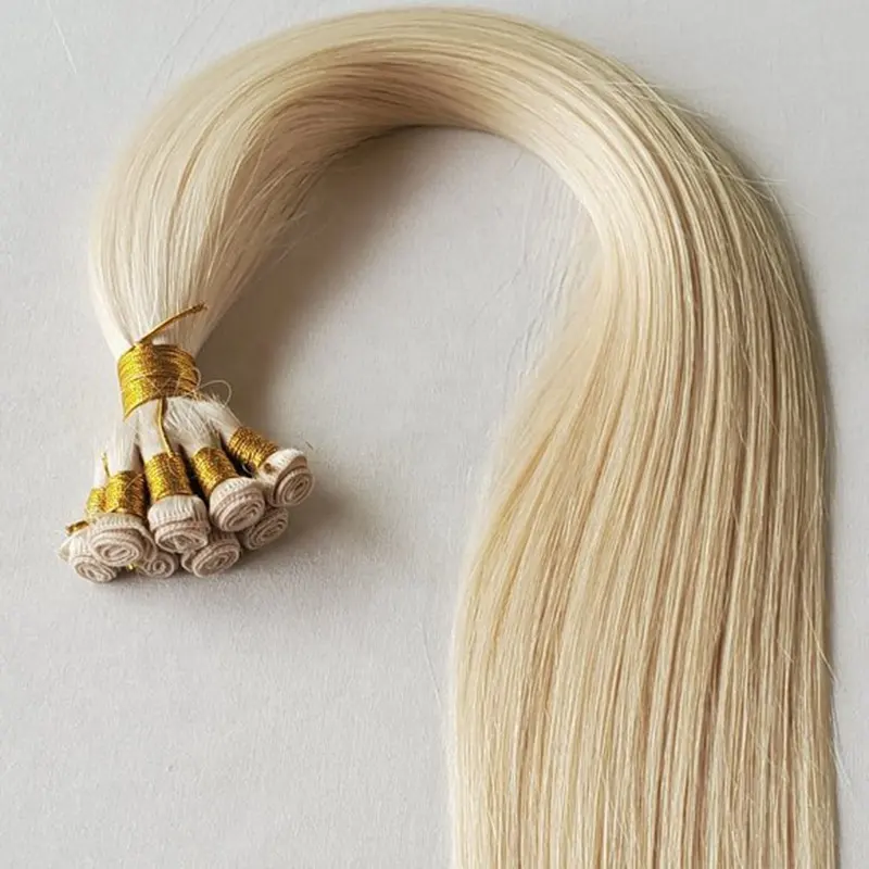 Wholesale Cuticle Double Drawn Russian Hand Tied Weft Hair Extensions