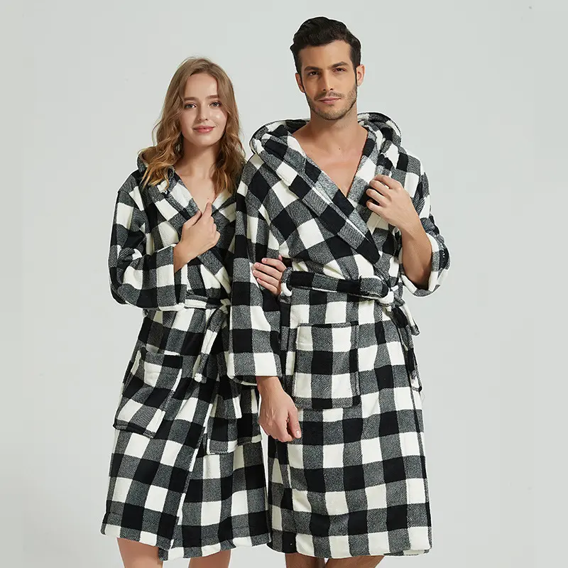 Personality 100% Cotton Men Women Outdoor Travel Portable Bathrobe Couple Sleepwear Luxury Hooded Bathrobes Unisex