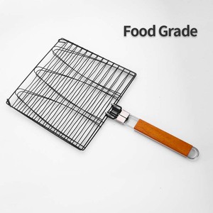 <span class=keywords><strong>Pince</strong></span> de filet de gril de <span class=keywords><strong>barbecue</strong></span> en acier inoxydable avec poignée en bois <span class=keywords><strong>pince</strong></span> de filet de gril retournée <span class=keywords><strong>pince</strong></span> pliante en maille - Product Image 2
