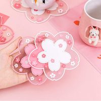 Sous-verre antidérapant motif fleurs roses pour tasse à thé, bol, tapis de table, décoration de bureau, accessoires Kawaii (petit format)