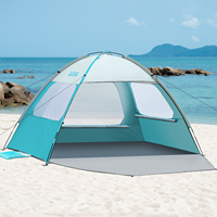 Tenda Peneduh Pantai Portabel UPF50+ Anti UV Tahan Air untuk Berkemah Keluarga di Luar Ruangan